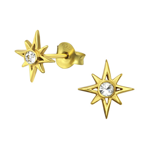 North Star Sterling and Cubic Zirconia Studs in Gold