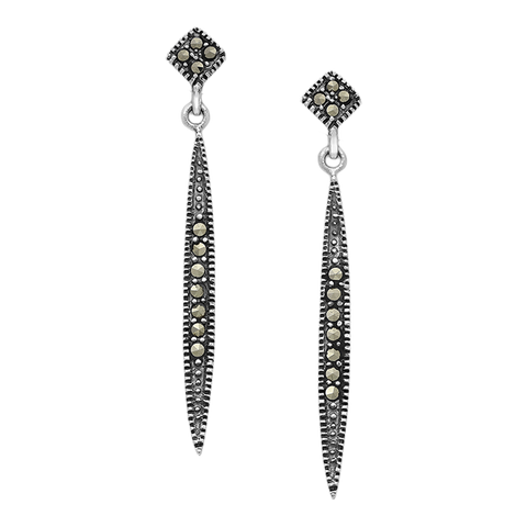 Marcasite and Sterling Spear Post Drop Earrings