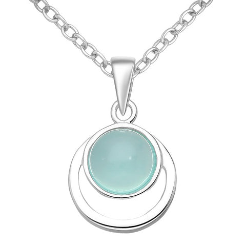 Blue Chalcedony and Sterling Pendant Necklace