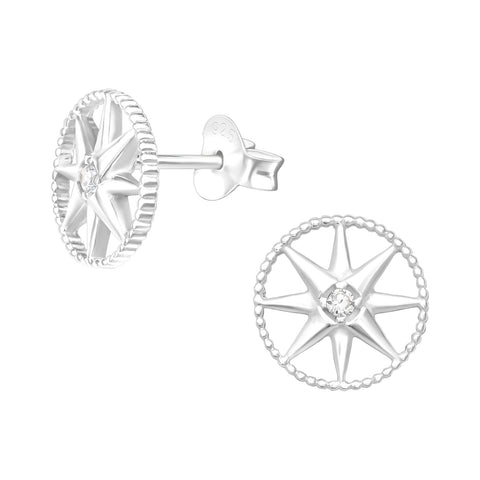 North Star Compass Post Earrings
