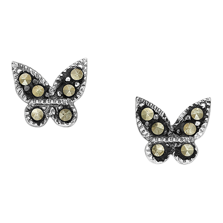 Marcasite Butterfly Post Earrings