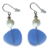 Sea Glass and Freshwater Pearl Drop Earrings