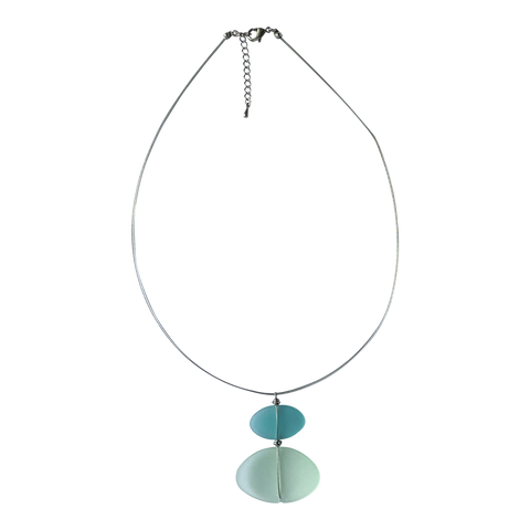 Sea Glass 2-Piece Pendant Necklace-Aqua, Pale Green