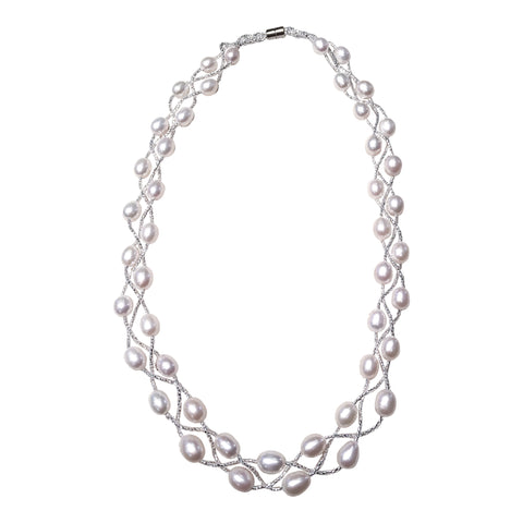 Braided Freshwater Pearl Magnet Necklace