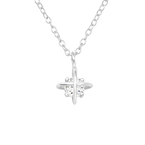 Satellite Sterling and CZ Pendant Necklace