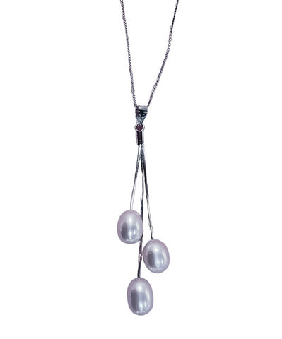 Freshwater 3-Pearl/Sterling Y Necklace