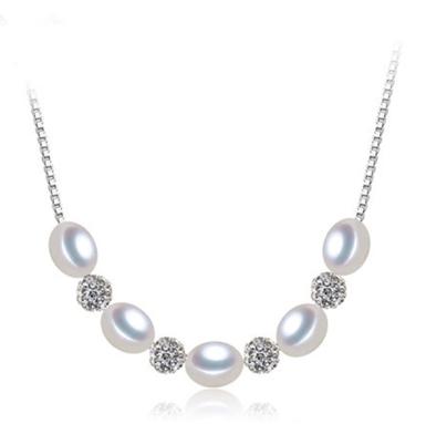 Freshwater Pearl and Pave CZ Beaded Necklace