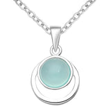 Blue Chalcedony and Sterling Pendant Necklace