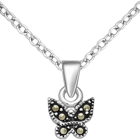 Marcasite and Sterling Butterfly pendant necklace
