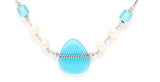 Sea Glass and Freshwater Pearl Beaded Necklace